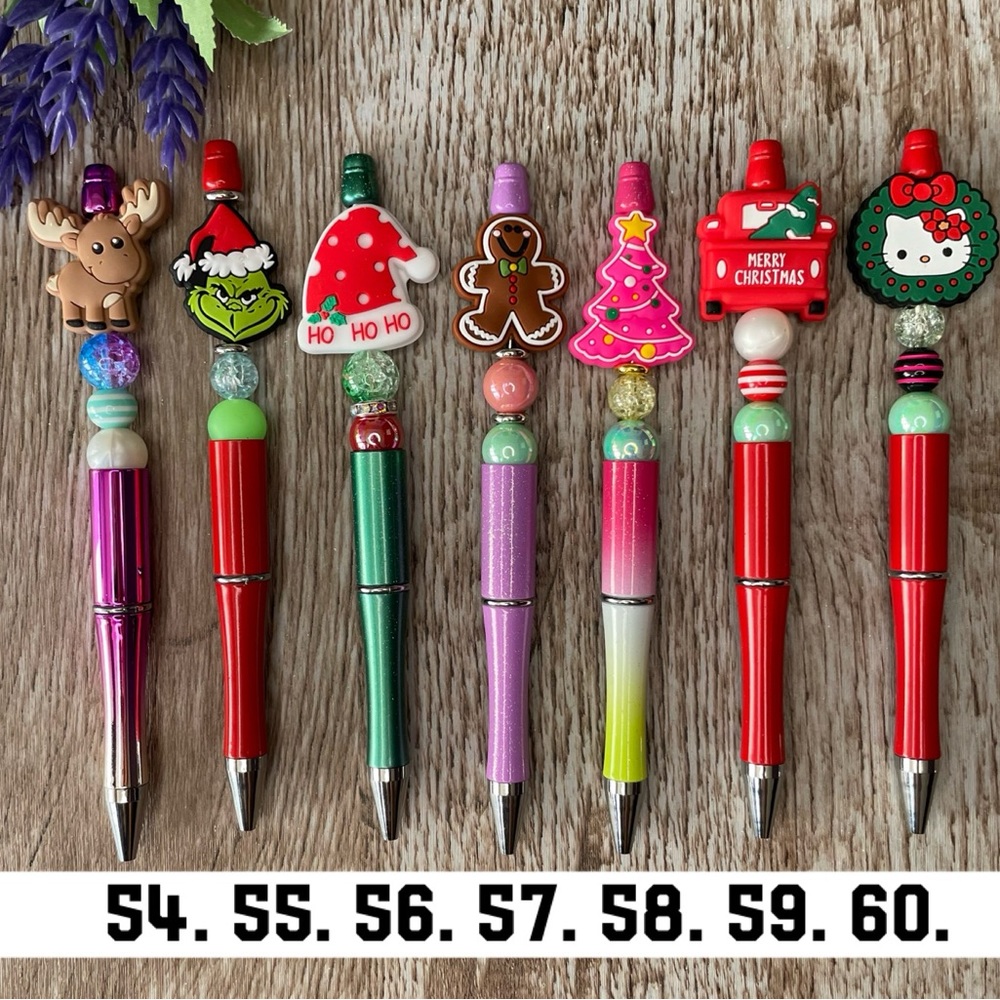 Handcrafted Christmas Pens Beaded Unique Artisan Gifts Office Accessories